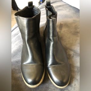 Black pull on booties